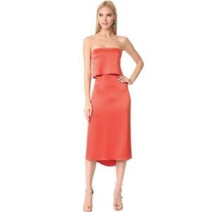 Halston Heritage salmon strapless midi dress